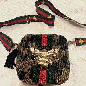 Beaded Camouflage Queen Bee Crossbody Bag MOYNA